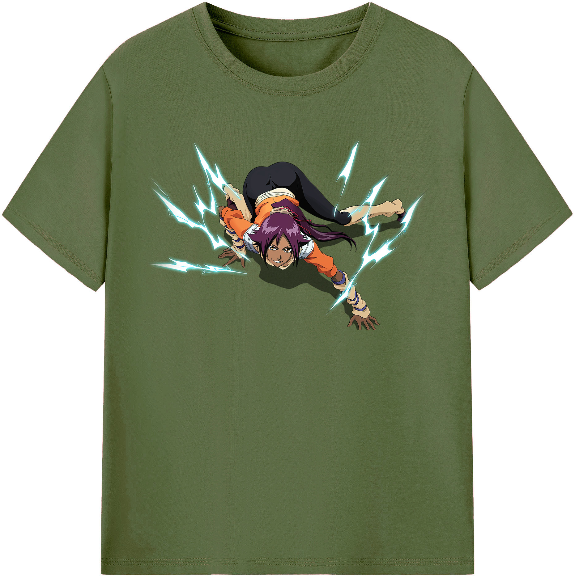 （画像用） ブリーチ 四楓院 夜一（しほういん よるいち） BLEACH Shihouin Yoruichi 綿100％半袖Tシャツ（フロントプリント）